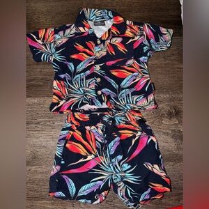 Volcom Blue Palm Tree Kids Matching Set 18m